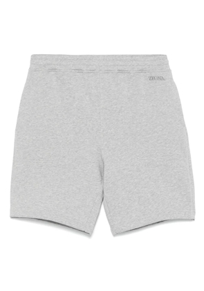 Zegna logo-embroidered track shorts - Grey
