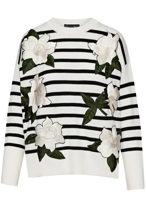Oscar de la Renta Gardenia striped threadwork jumper - White