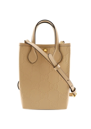 Gucci Pre-Owned 2016-2025 Super Mini GG Debossed Leather satchel - Neutrals