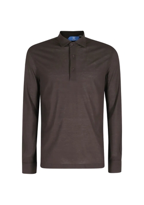 Kired long-sleeve buttoned polo shirt - Brown