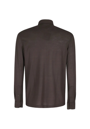 Kired long-sleeve buttoned polo shirt - Brown