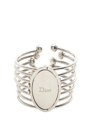 Christian Dior Pre-Owned 2000-2015 Palladium Plated Faux Pearl Diorific Bangle Bracelet costume bracelet - White