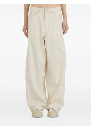 Marni embroidered wide-leg jeans - Neutrals
