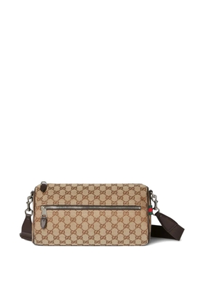 Gucci small logo-patterned cylindrical shoulder bag - Neutrals