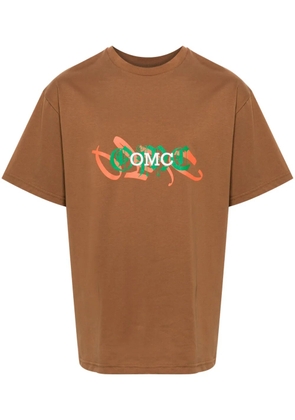 Omc logo-print cotton T-shirt - Brown
