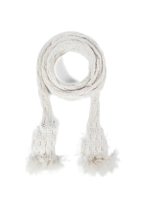 Ann Demeulemeester Rae knitted feather scarf - Neutrals