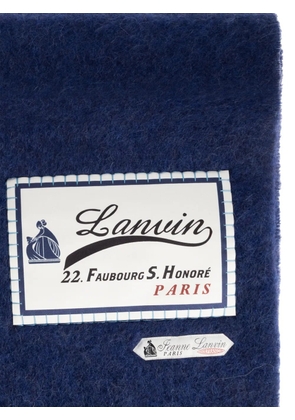 Lanvin logo-appliqué fringed scarf - Blue