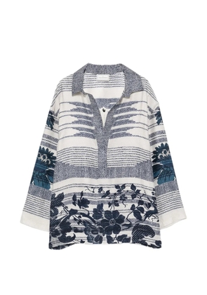 Pierre-Louis Mascia Tetris floral-print long-sleeve blouse - Grey