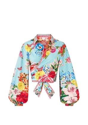 Camilla cropped wrap shirt - Blue