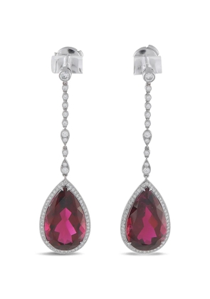 Tiffany & Co. diamond and rubellite-embellishment earrings - Silver