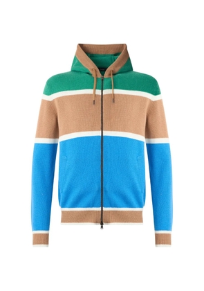 Herno zip-up striped knitted hoodie - Blue