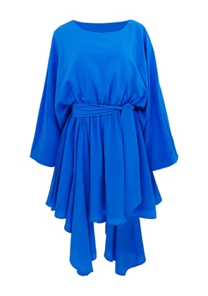 AZEEZA draped belted dress - Blue