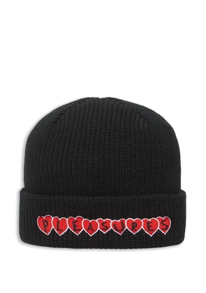 Pleasures hearts-motif beanie hat - Black