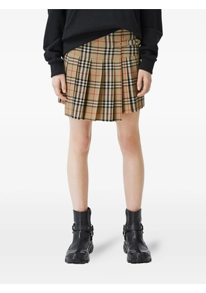 Burberry check pleated mini skirt - Neutrals
