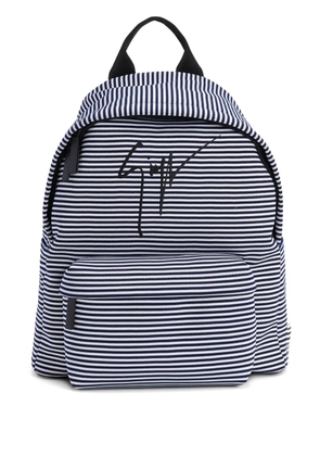 Giuseppe Zanotti striped embroidered-logo backpack - Blue