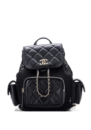 CHANEL Pre-Owned Multipocket Drawstring Mesh with Quilted Lambskin Small backpack - Black