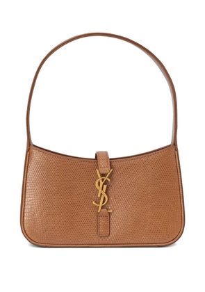 Saint Laurent logo-plaque leather shoulder bag - Brown