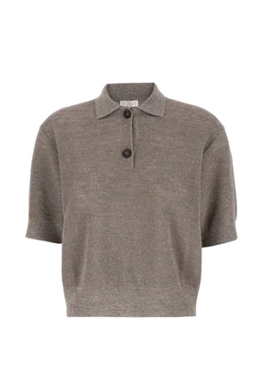 Brunello Cucinelli ribbed-knit polo shirt - Brown