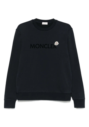 Moncler flocked-logo cotton sweatshirt - Blue