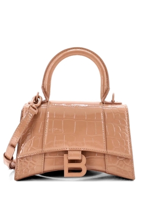 Balenciaga Pre-Owned Hourglass Top Handle Bag Crocodile Embossed Leather XS satchel - Neutrals