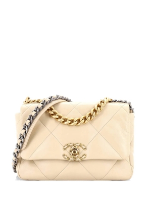 CHANEL Pre-Owned 19 Flap Bag Quilted Leather Medium crossbody bag - Neutrals