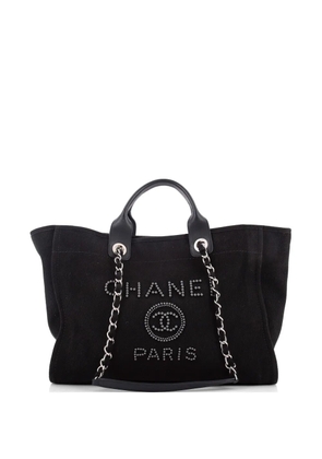 CHANEL Pre-Owned Deauville Pearl Embellished Canvas Medium tote bag - Black
