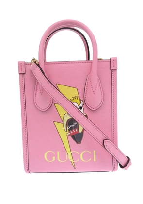 Gucci Pre-Owned 2016-2026 BNF Mini Textured Dollar Calfskin Bananya Print Vertical Tote satchel - Pink