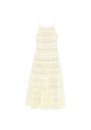 Elie Saab lace flared midi dress - Yellow