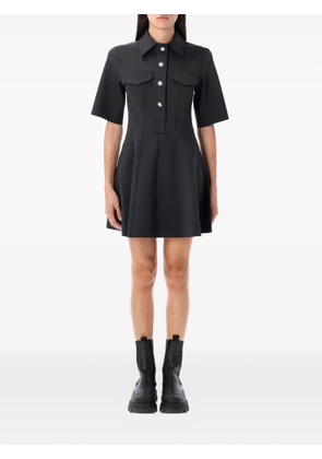 GANNI collared flared mini dress - Black