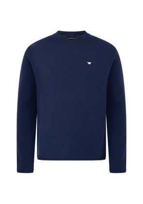 Emporio Armani logo-embroidery crew-neck sweater - Blue