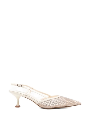 Lola Cruz Ruby embellished slingback pumps - White