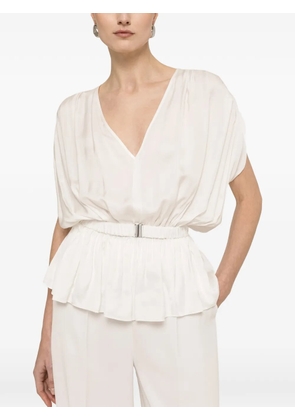 NISSA belted V-neck top - White