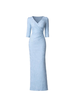 Teri Jon V-neck evening maxi dress - Blue