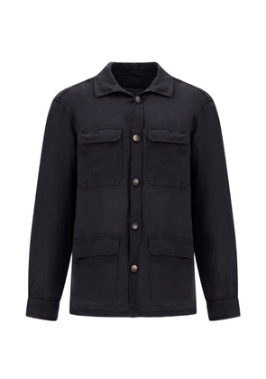 Herno flap-pocket linen shirt jacket - Blue