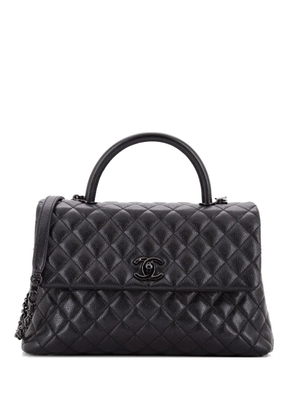 CHANEL Pre-Owned So Black Coco Top Handle Bag Quilted Caviar Medium satchel