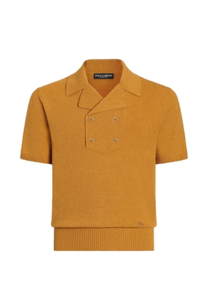 Dolce & Gabbana linen-cotton knit polo shirt - Yellow