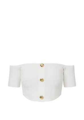 Elisabetta Franchi buttoned off-shoulder top - White