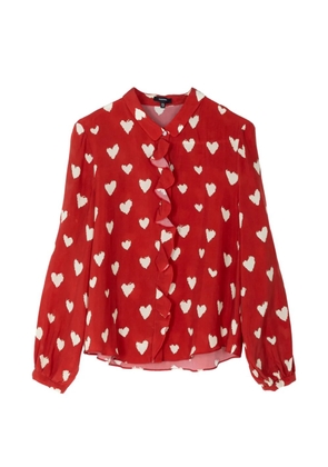 R13 heart print ruffle blouse - Red