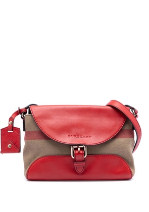 Burberry Pre-Owned 2000-2017 Leather and House Check Canvas Henham crossbody bag - Brown