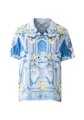 Camilla camp-collared patterned shirt - Blue