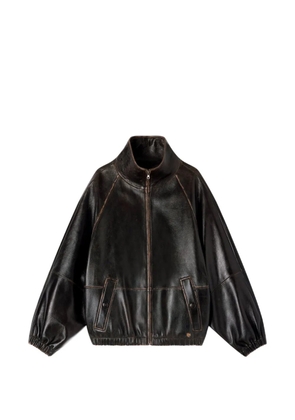 SANDRO leather bomber jacket - Brown