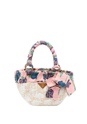 Prada Pre-Owned 2010-2025 Straw Floral Ribbon handbag - Brown