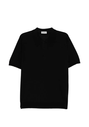 John Smedley elvins fine stripe polo shirt - Black