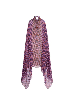 DRIES VAN NOTEN polka-dot cape dress - Purple