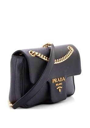 Prada Pre-Owned Pattina Flap Shoulder Bag Saffiano Leather Small crossbody bag - Black