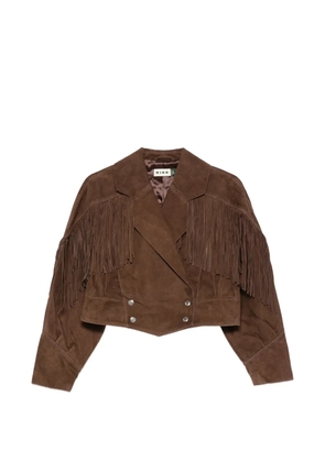 Rixo Darragh fringed cropped jacket - Brown