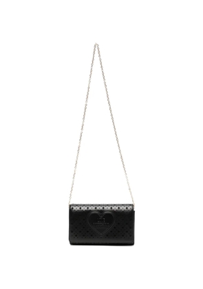 Love Moschino heart-perforated chain cross body bag - Black