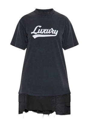 Balenciaga logo-embroidered layered dress - Black