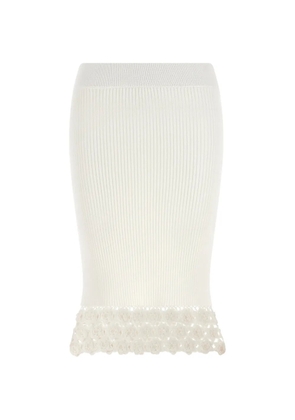 GANNI crochet ribbed midi skirt - White