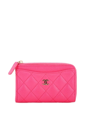 CHANEL Pre-Owned Zip Around Quilted Caviar card holder - Pink